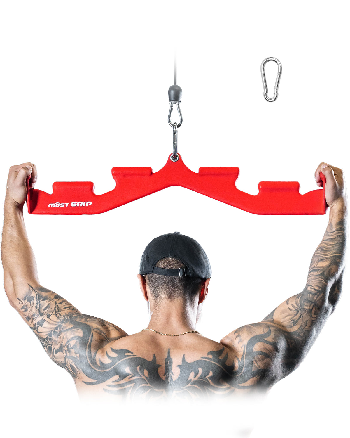 Red multi-grip lat pulldown bar main product image