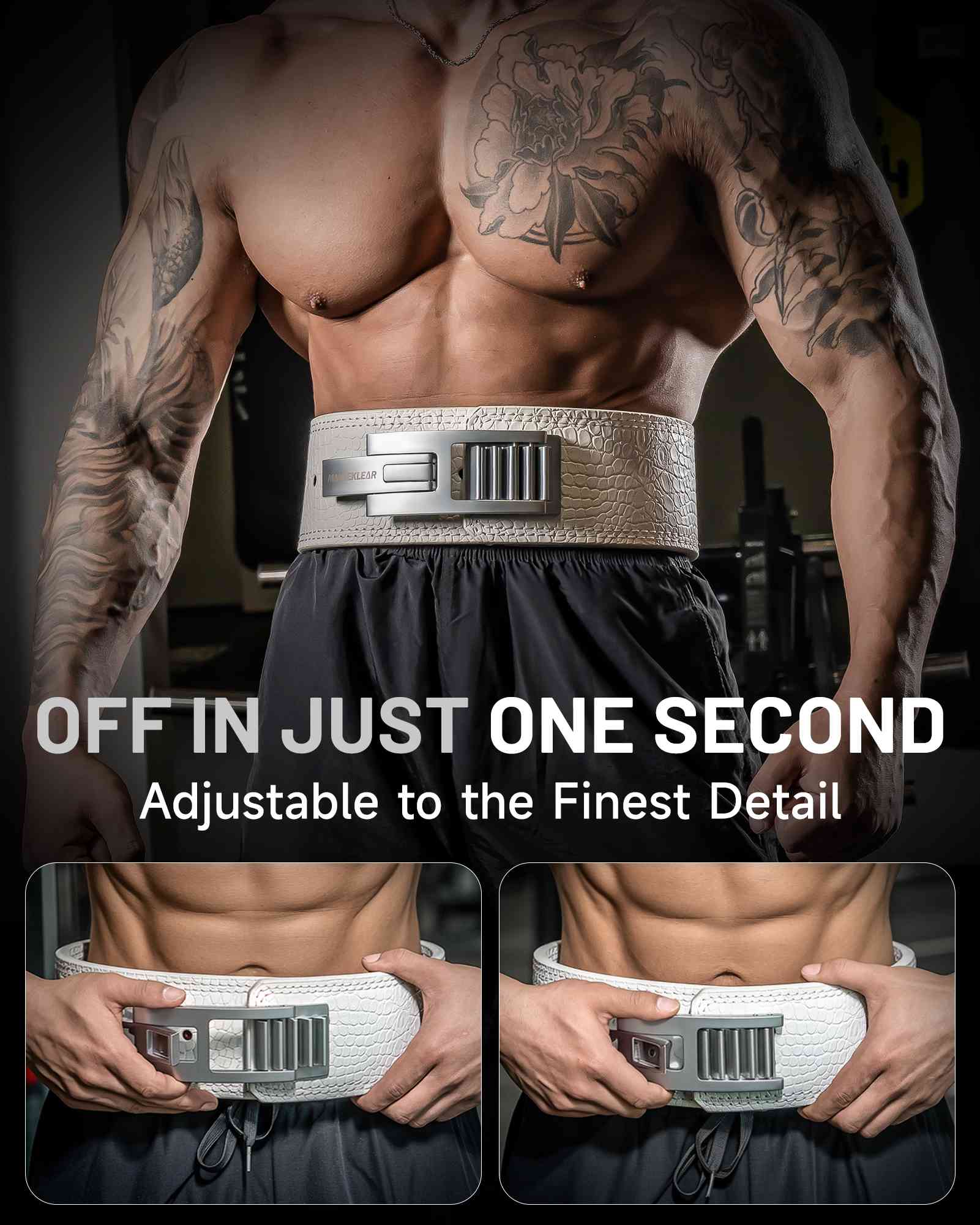 MANUEKLEAR 10mm Lever Weightlifting Belt | Quick-Lock Buckle for Men & Women