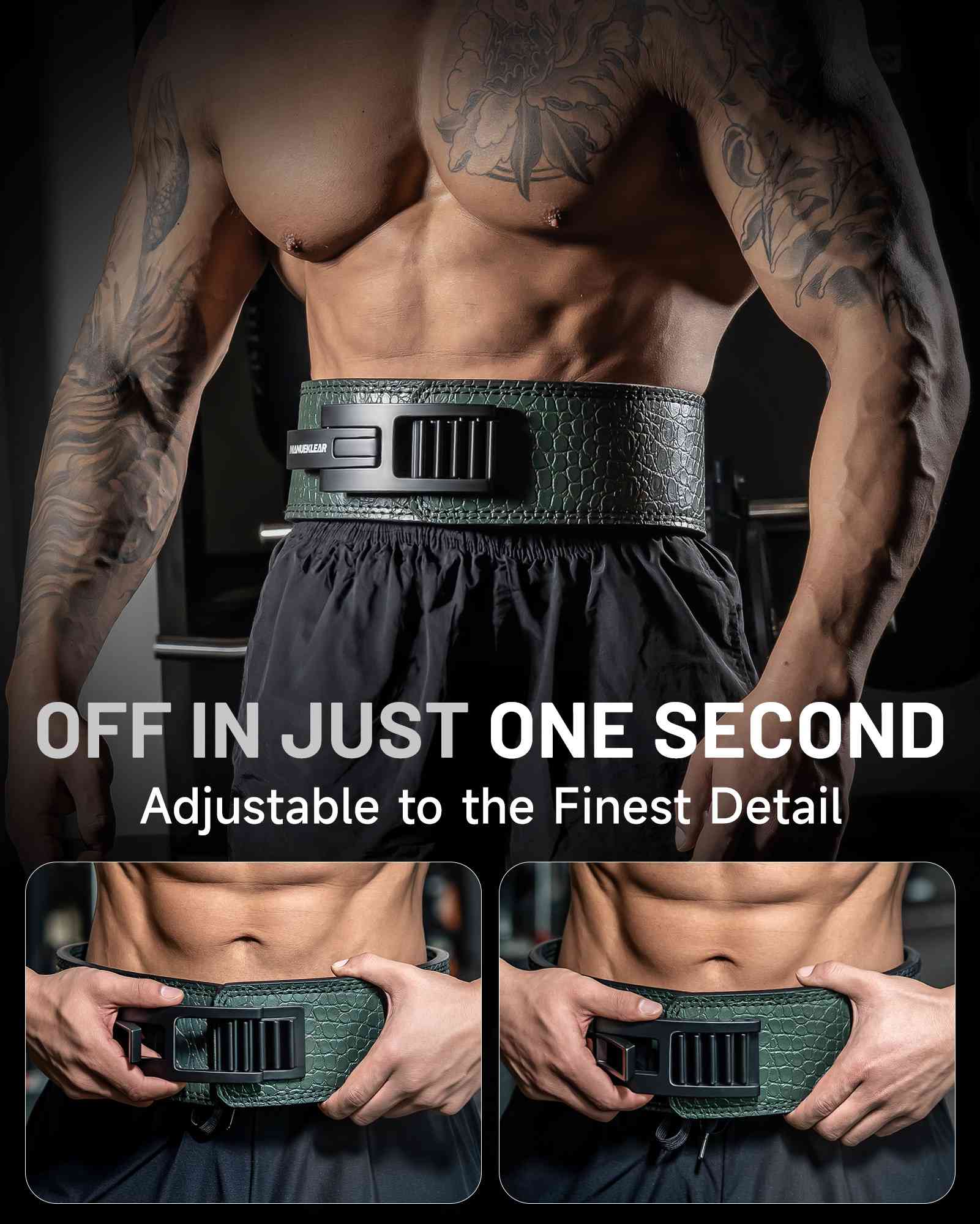 MANUEKLEAR 10mm Lever Weightlifting Belt | Quick-Lock Buckle for Men & Women