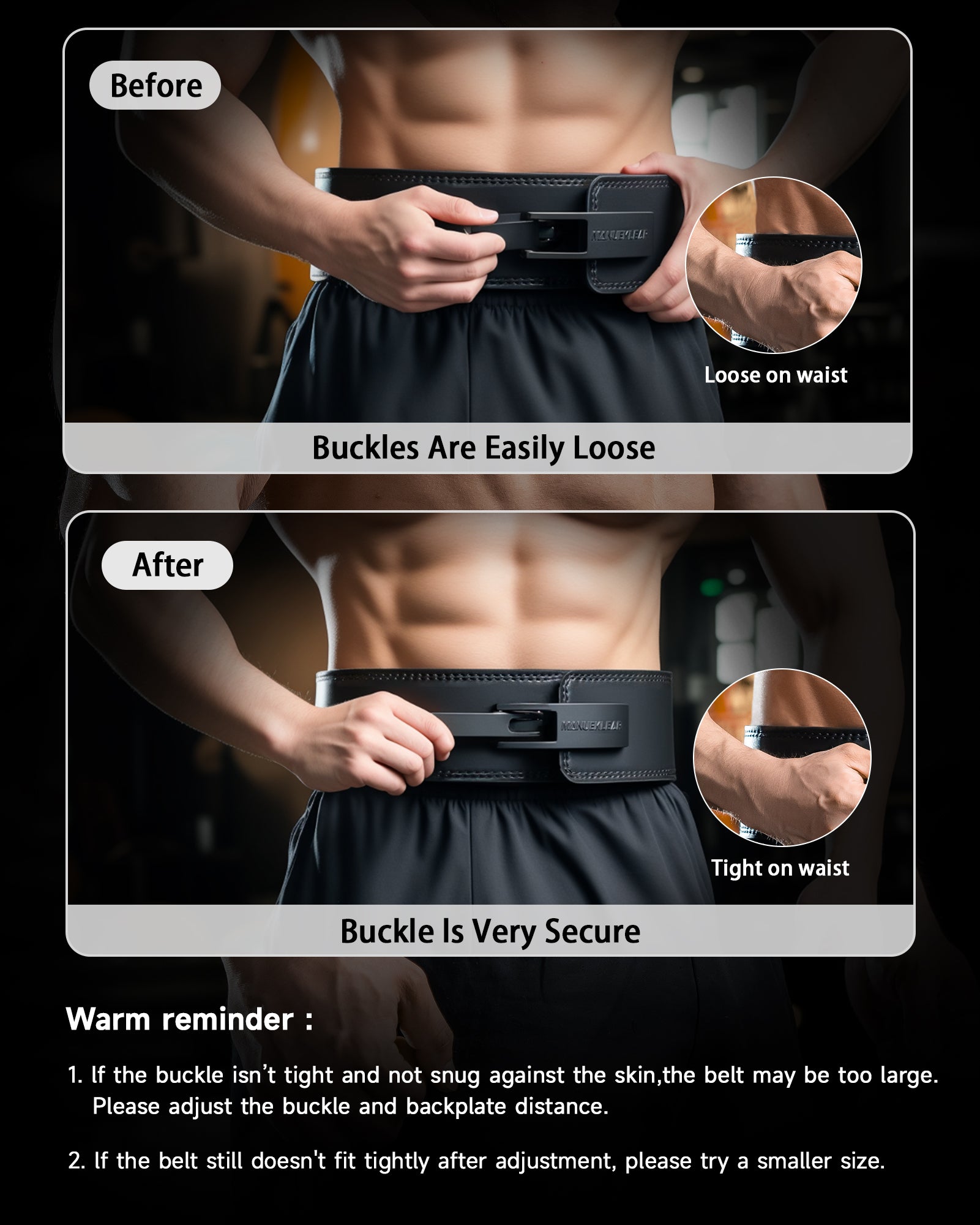 black leather weight lifting belt thickness close-up