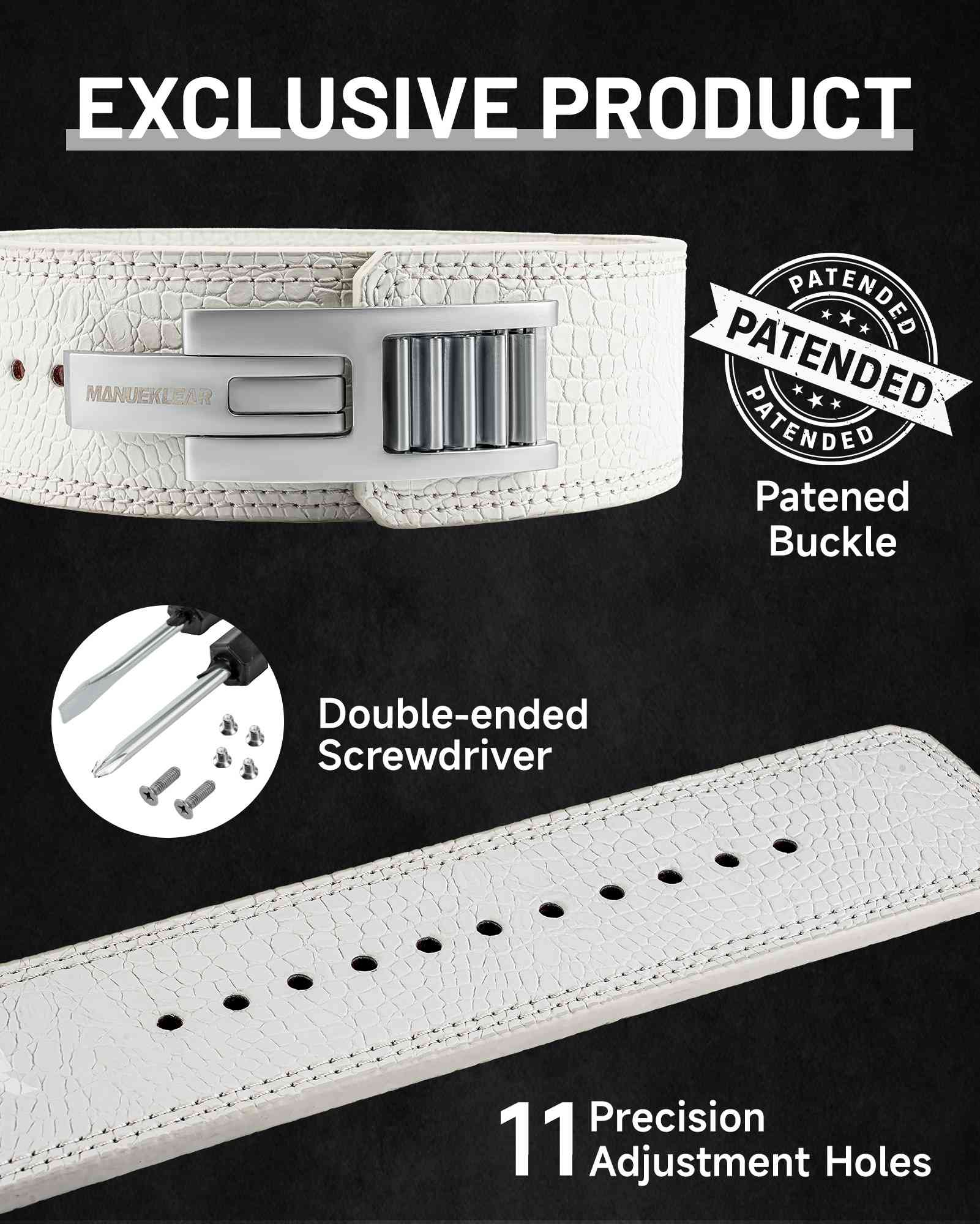 MANUEKLEAR 10mm Lever Weightlifting Belt | Quick-Lock Buckle for Men & Women