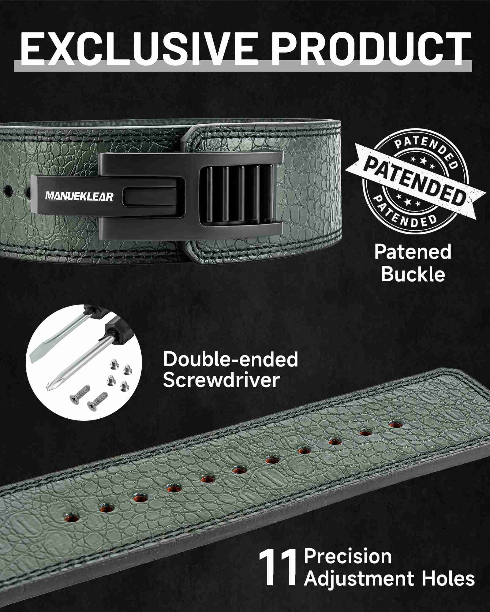 MANUEKLEAR 10mm Lever Weightlifting Belt | Quick-Lock Buckle for Men & Women