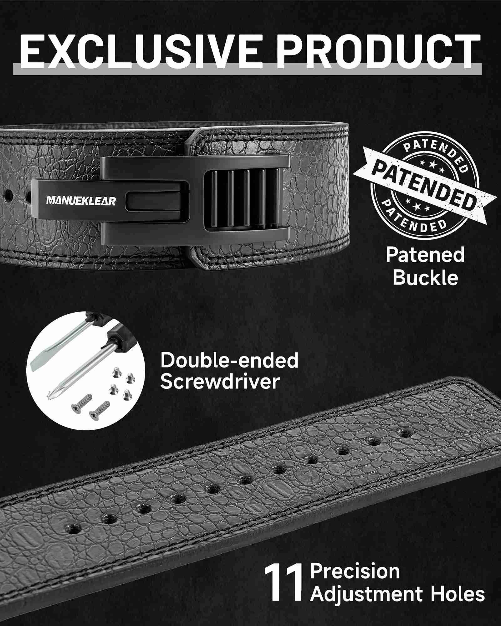 MANUEKLEAR 10mm Lever Weightlifting Belt | Quick-Lock Buckle for Men & Women