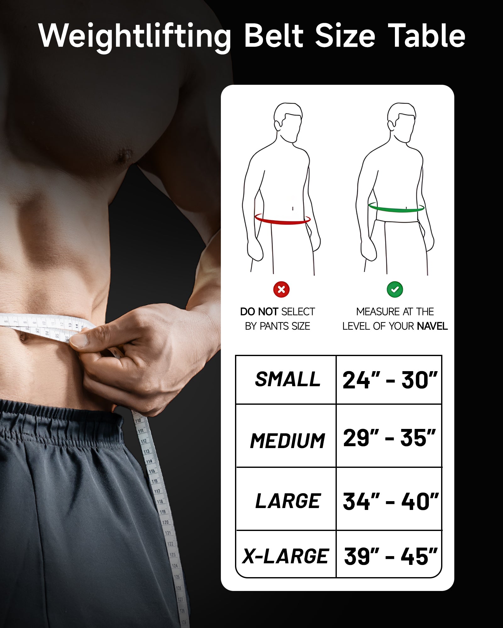 weightlifting belt size chart for men and women