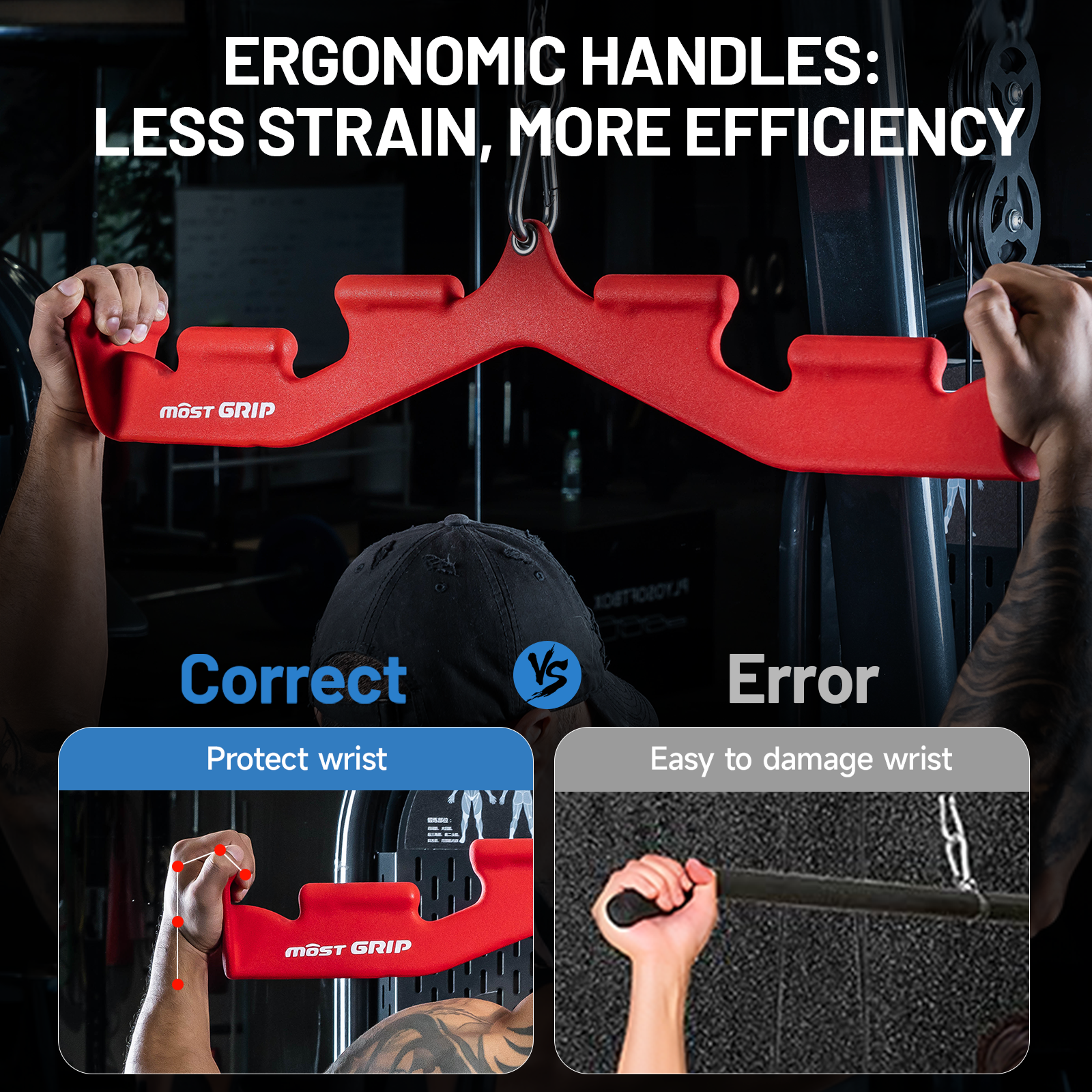 LAT Pull Down Bar with 6 Ergonomic Handles, Neutral Grip LAT Pulldown Attachments for Whole Back Training, Wide Grip LAT Pulldown Bars for Home Gym Cable