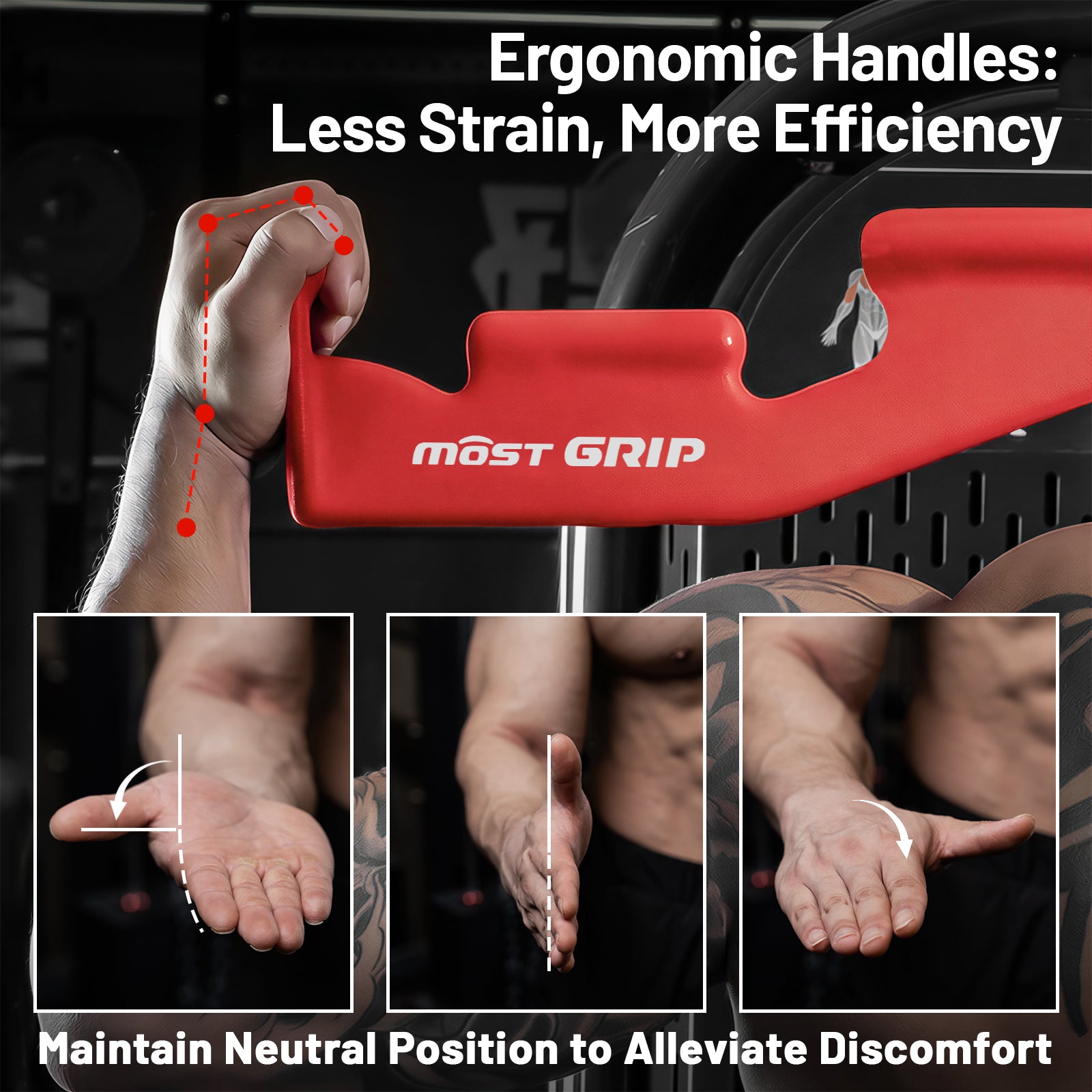 MOST GRIP LAT Pull Down Bars Set, Triangular Stability LAT Pulldown Attachments with 8 Ergonomic Handles for Whole Back Training, Non-Slip Cable Machine Attachment for Gym Home Workout