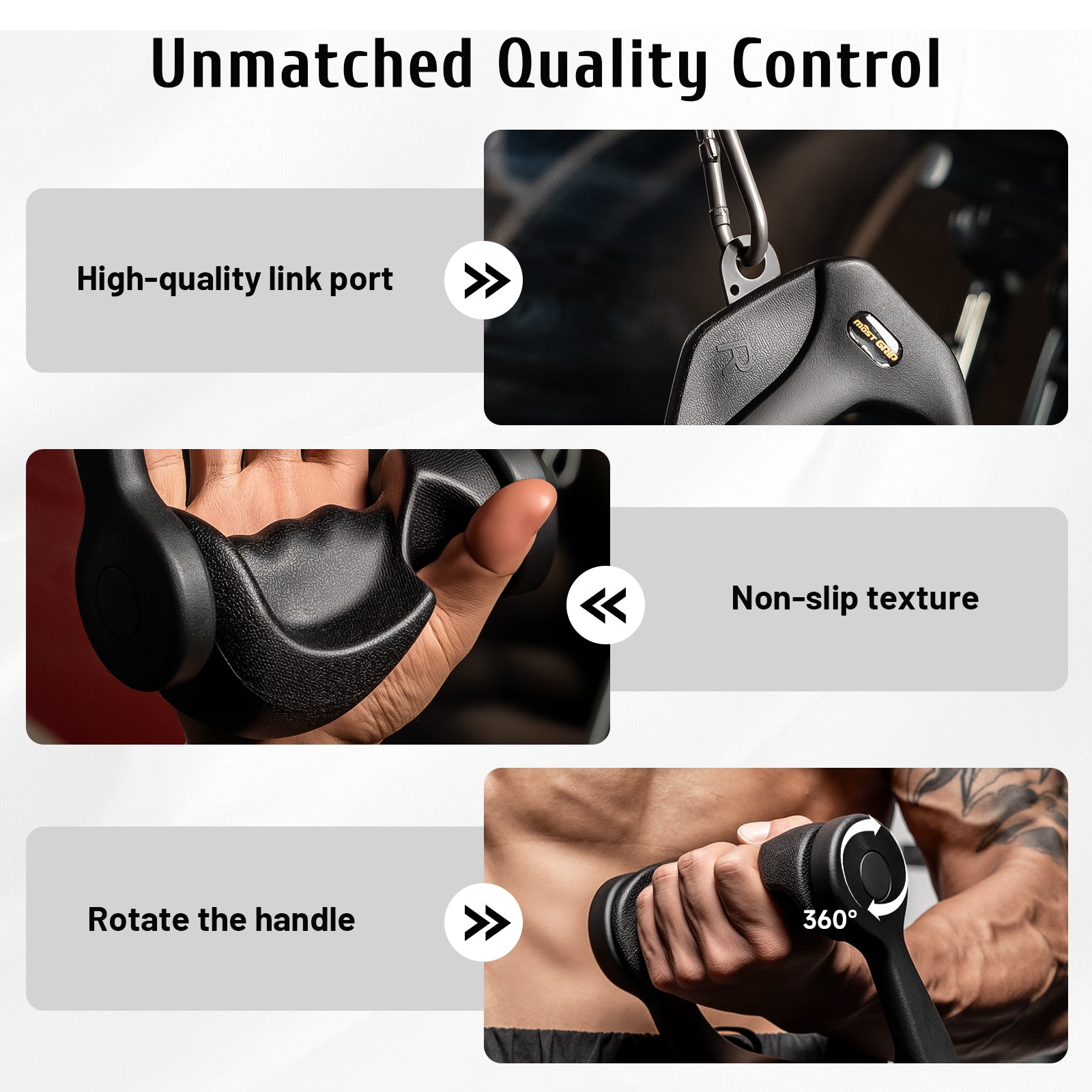 MOST GRIP Ergonomic Non-Slip D Handle Cable Attachment, Cable Machine Handles for LAT Pulldown, Gym Handles for Cables with Capacity Up to 600LBS