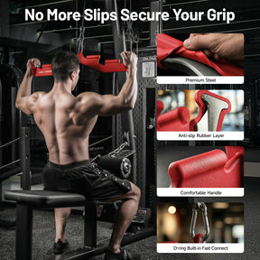 LAT Pull Down Bar with 6 Ergonomic Handles, Neutral Grip LAT Pulldown Attachments for Whole Back Training, Wide Grip LAT Pulldown Bars for Home Gym Cable