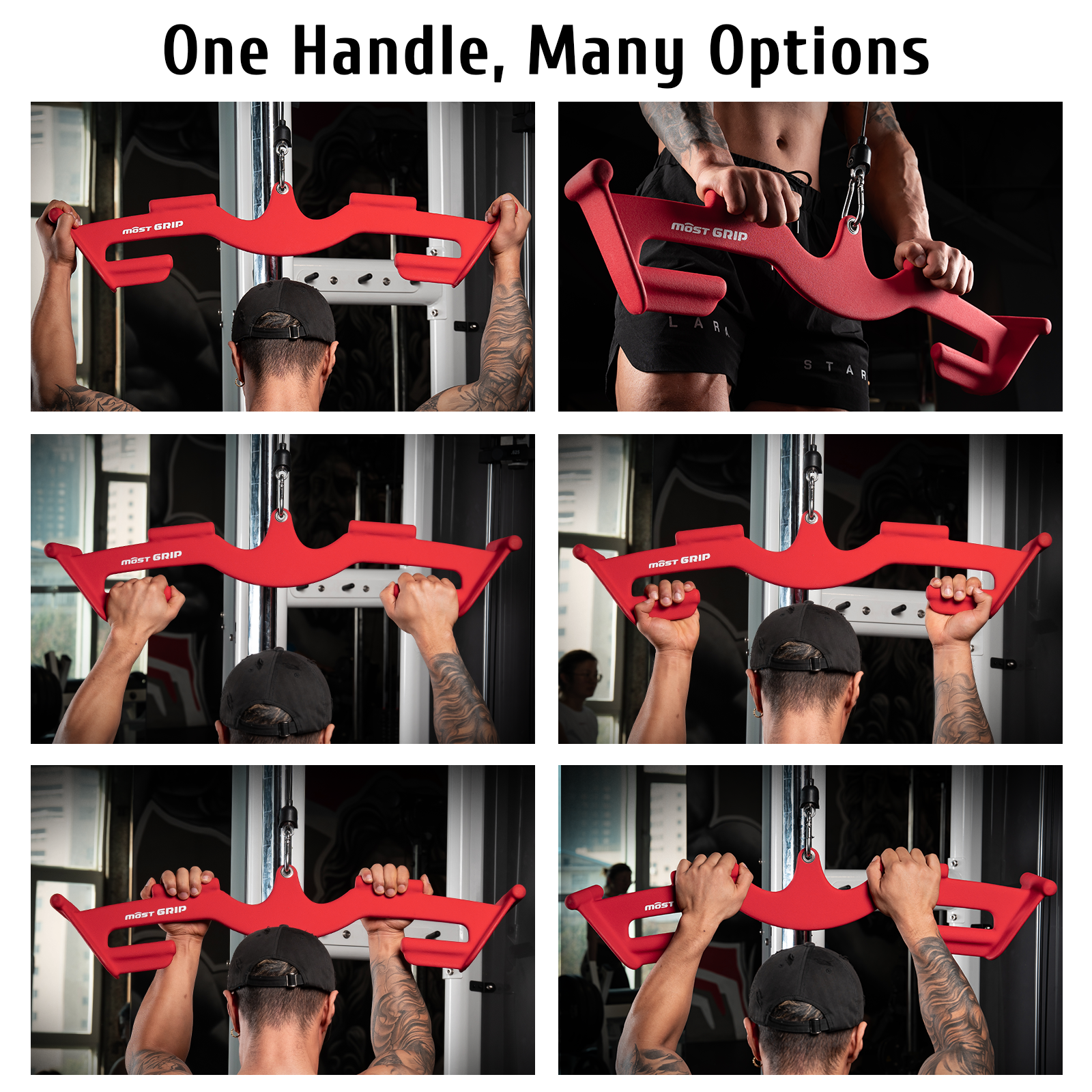 MOST GRIP LAT Pull Down Bars Set, Triangular Stability LAT Pulldown Attachments with 8 Ergonomic Handles for Whole Back Training, Non-Slip Cable Machine Attachment for Gym Home Workout