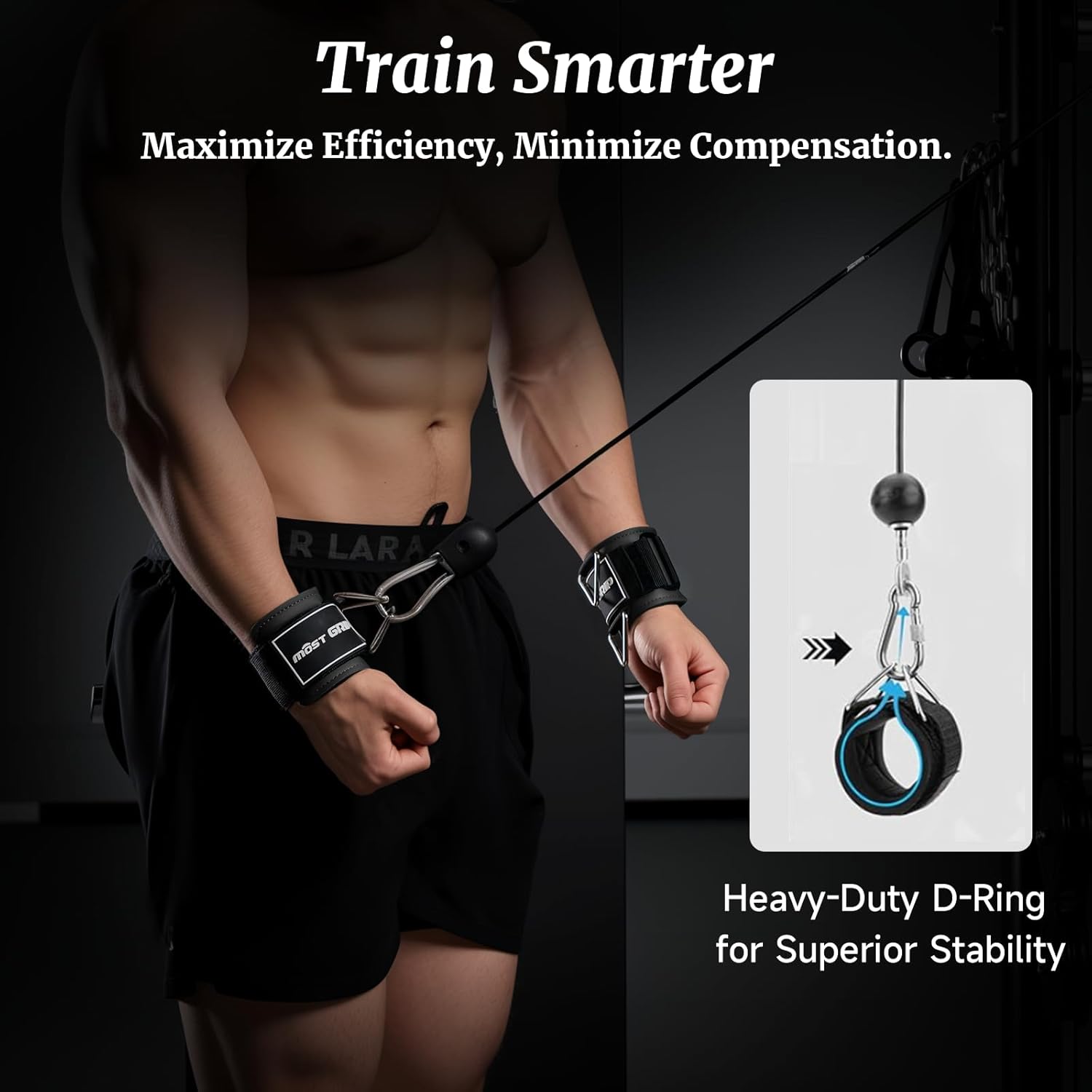 Wrist Cuffs with D-Ring, Wrist Wraps for Weightlifting with Neoprene Padding, Wrist Straps for Cable Machines