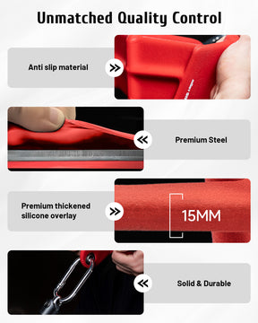 Heavy-duty red LAT pulldown bar with textured grip surface for secure cable workouts