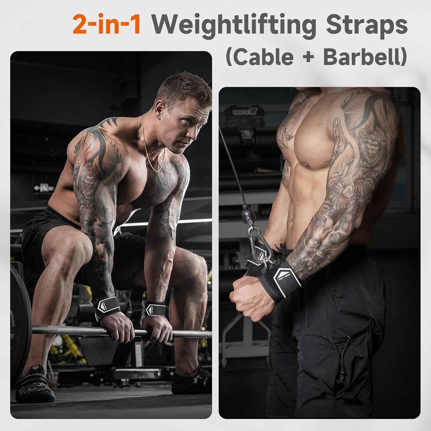Non-Slip Gym Wrist Sraps for Weightlifting, Double Rubber Weight Lifting Straps with D Rings for Cable Machine Workout, Wrist Wraps with Cushion Wrist Loop for Men Women Deadlift
