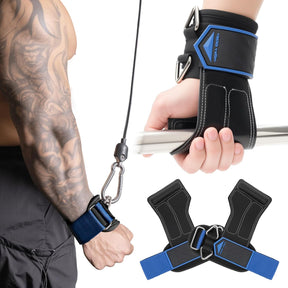 Non-Slip Gym Wrist Sraps for Weightlifting, Double Rubber Weight Lifting Straps with D Rings for Cable Machine Workout, Wrist Wraps with Cushion Wrist Loop for Men Women Deadlift