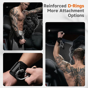 Non-Slip Gym Wrist Sraps for Weightlifting, Double Rubber Weight Lifting Straps with D Rings for Cable Machine Workout, Wrist Wraps with Cushion Wrist Loop for Men Women Deadlift