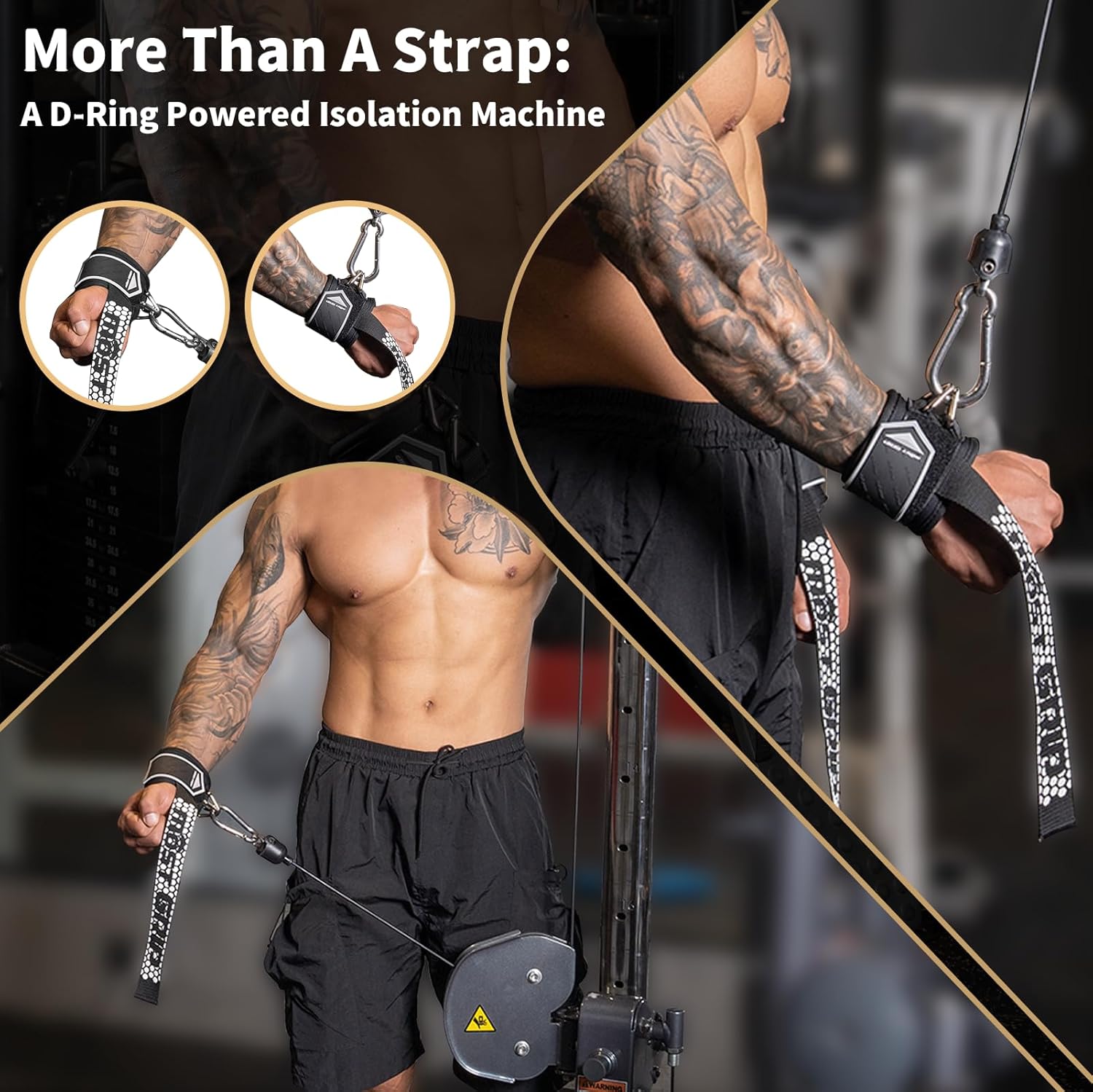 Drip Glue Non-Slip Wrist Straps for Weightlifting, 2-in-1 Lifting Straps with D Rings for Cable Machine Workout, 10mm Neoprene Padded Wrist Wraps for Weight Lifting Deadlift