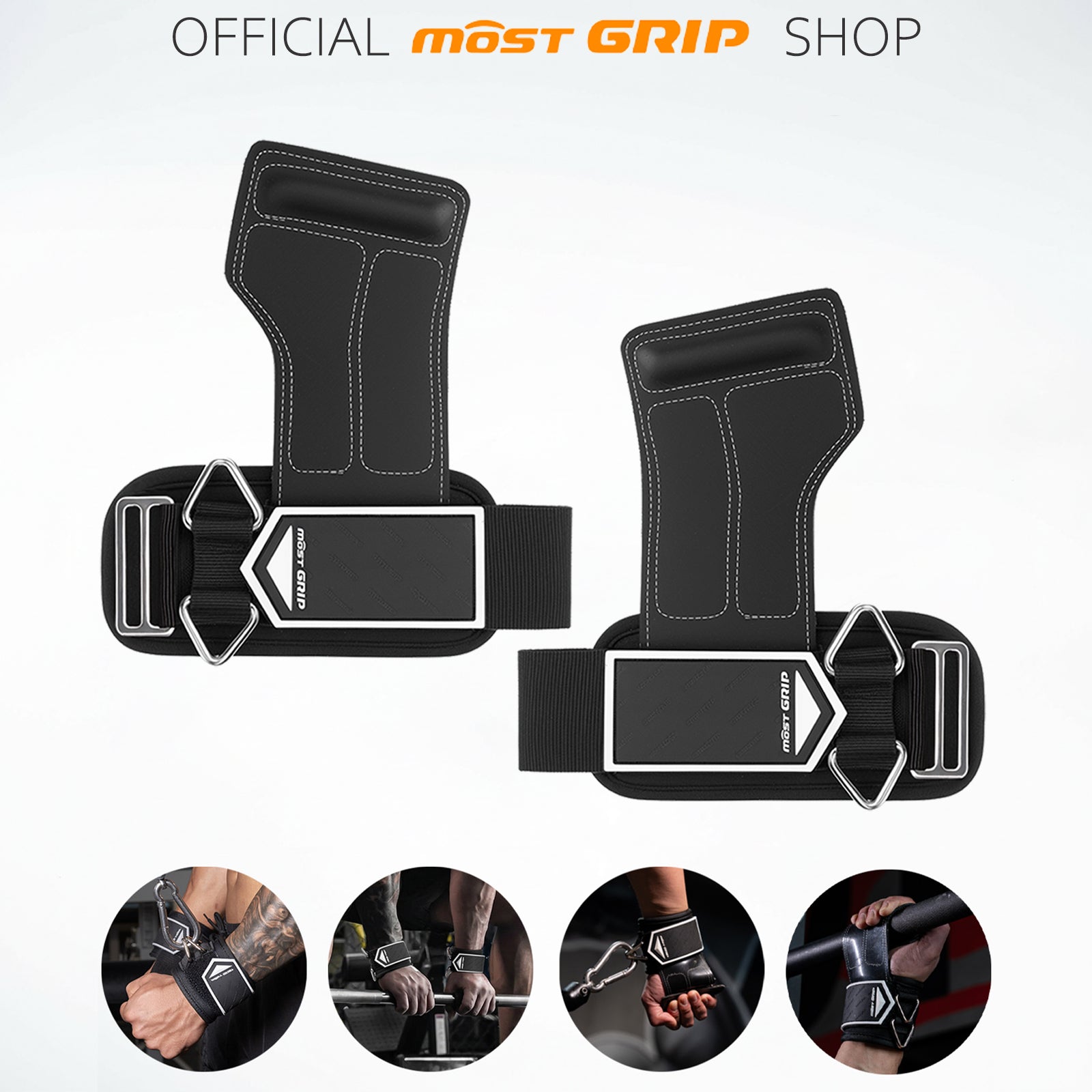 [SOLD IN PAIR]Double Rubber Non-Slip Gym Wrist Sraps With D-Ring